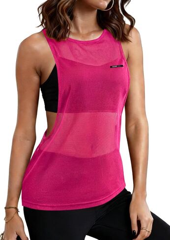 Remidoo Women's Mesh Racerback Tank Top Open Side Sheer Workout Tops Athletic Sleeveless Shirt in Saudi Arabia