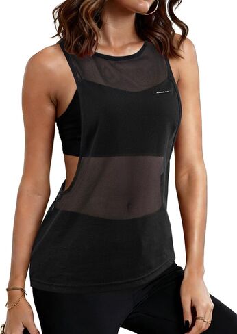Remidoo Women's Mesh Racerback Tank Top Open Side Sheer Workout Tops Athletic Sleeveless Shirt in Saudi Arabia