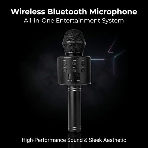 Wireless Bluetooth Karaoke Microphone Portable Handheld Mic Speaker 3-in-1 for All Smartphones Gifts Black in Saudi Arabia