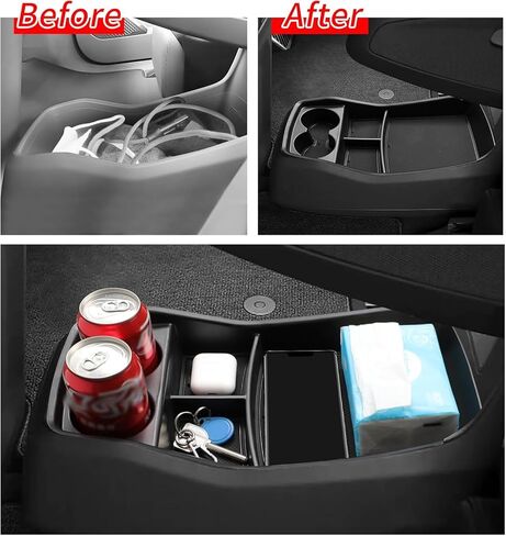 smabee Center Console Lower Organizer Tray Compatible with Kia EV9 2023 2024 2025 Cup Holder Insert Accessories ABS Interior Black in Kuwait