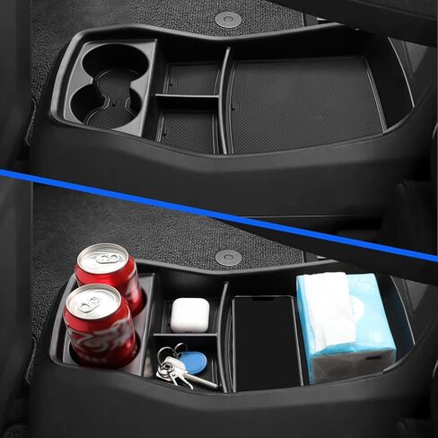 smabee Center Console Lower Organizer Tray Compatible with Kia EV9 2023 2024 2025 Cup Holder Insert Accessories ABS Interior Black in Kuwait