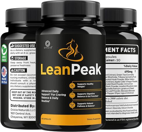 (عبوتان) Lean Peak - كبسولات Lean Peak المتقدمة تدعم التركيبة الممتازة، حبوب LeanPeak القصوى قوة طبيعية تمامًا للصحة العامة ومراجعات العافية العامة، 120 كبسولة لمدة شهرين in Kuwait