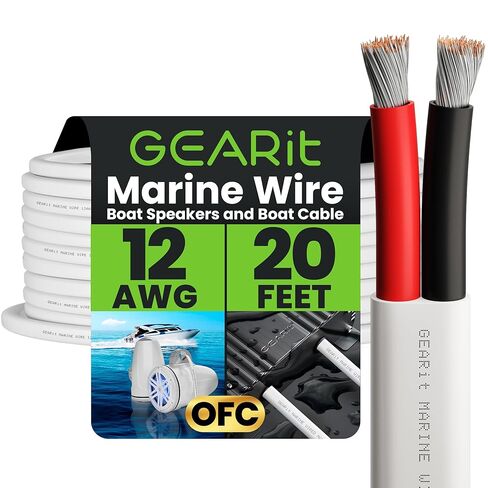 GEARit Marine Wire 14 Gauge 14/2 AWG (100 Feet), Duplex Marine Grade Tinned Copper, Red & Black 2-Conductor Electrical Cable, Oxygen-Free, Insulated for Boat, RV, Camper, Trailer, Automotive in Saudi Arabia