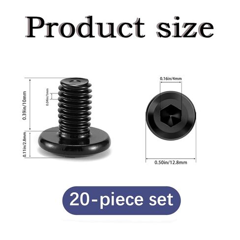 20 PCS m6 Flat Head Hex Socket Cap Screw Bolts, Bed Frame Screws and Bolt, Screws for Bed Frame, Black Oxide, Full Thread, Black Bolts for Furniture Chair (M6*10mm) in Saudi Arabia