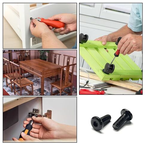 20 PCS m6 Flat Head Hex Socket Cap Screw Bolts, Bed Frame Screws and Bolt, Screws for Bed Frame, Black Oxide, Full Thread, Black Bolts for Furniture Chair (M6*10mm) in Saudi Arabia