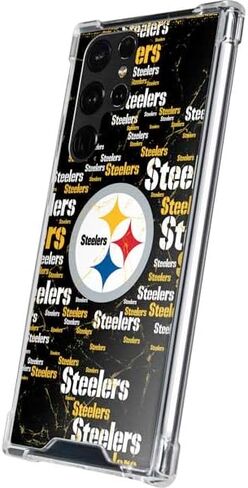 حافظة هاتف Skinit الشفافة متوافقة مع هاتف Galaxy S23 Ultra - تصميم أسود مرخص رسميًا من NFL Pittsburgh Steelers in Saudi Arabia