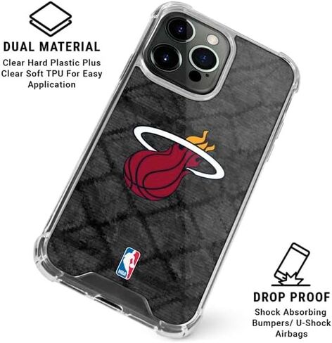 حافظة هاتف Skinit الشفافة متوافقة مع iPhone 15 Pro - تصميم مرخص رسميًا من NBA Miami Heat Dark Rust in Saudi Arabia