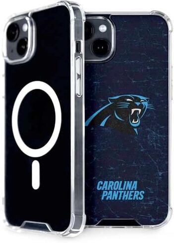 Skinit Phone Case Compatible with MagSafe iPhone 14 Plus - Officially Licensed NFL Carolina Panthers Distressed Design in Saudi Arabia