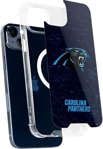Skinit Phone Case Compatible with MagSafe iPhone 14 Plus - Officially Licensed NFL Carolina Panthers Distressed Design in Saudi Arabia