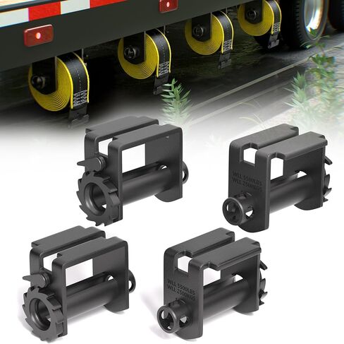 KJE Sliding Winch 4-Pack for Flatbed Trailers - Compatible with 4" Winch Straps & Double L Tracks,5,500 LBS Working Load Limit, Adjustable Tie Down System in Kuwait