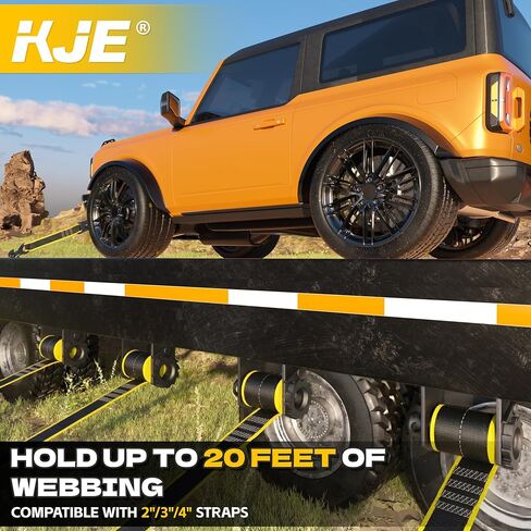 KJE Sliding Winch 4-Pack for Flatbed Trailers - Compatible with 4" Winch Straps & Double L Tracks,5,500 LBS Working Load Limit, Adjustable Tie Down System in Kuwait