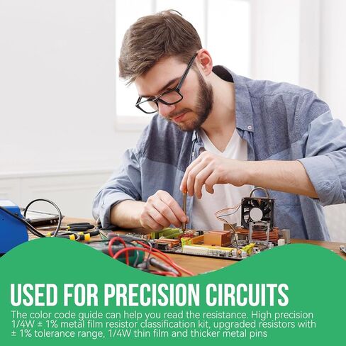 2600 Pcs 1/4W Resistors Assortment Kit, Through-Hole Axial Leads 0.25W 1 Ω-10M Ω 130 Values (20 Pcs Each) Resistor Kit for Breadboard, DIY Electronics, Circuits, Electrical Experiments Project in Saudi Arabia