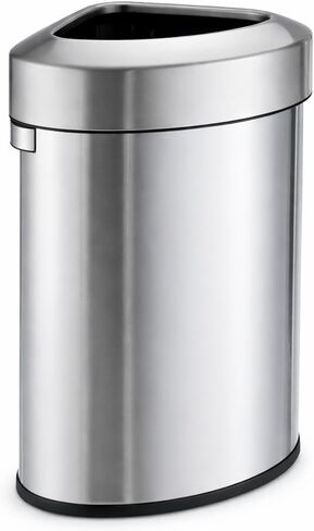 Home Zone Living 16 Gallon Open Top Trash Can for Commercial and Office Use, Triangular Corner Design, Silver, 60 Liters in Kuwait