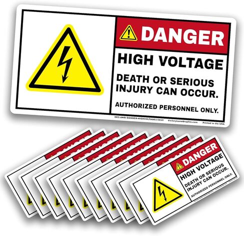 DANGER High Voltage Labels (10-Pack) – ANSI Z535 Safety Warning Stickers – 5" x 10" Industrial Electrical Hazard Decals for Panels, Equipment & Work Areas in Saudi Arabia
