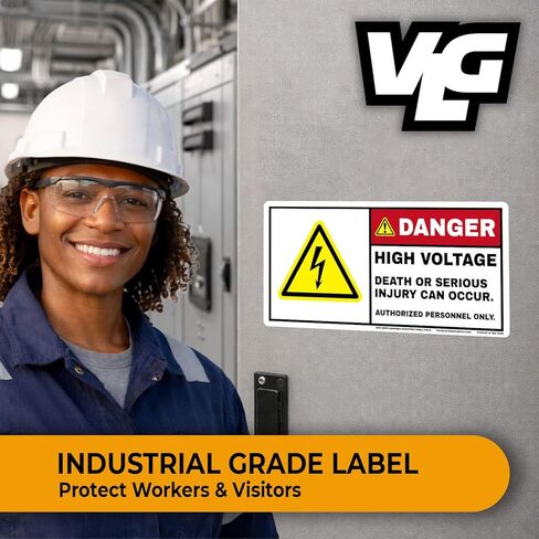 DANGER High Voltage Labels (10-Pack) – ANSI Z535 Safety Warning Stickers – 5" x 10" Industrial Electrical Hazard Decals for Panels, Equipment & Work Areas in Saudi Arabia