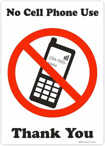 Brimar - 10" x 14" - No Cell Phone Zone Sign - .055″ Polyethylene Plastic - Durable Construction - Easy Installation in Saudi Arabia