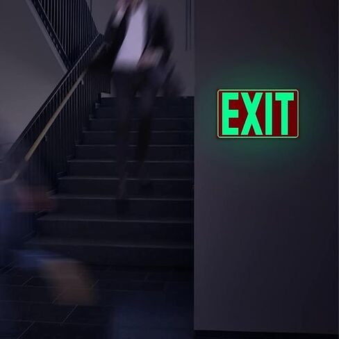 4Pack Photoluminescent Exit Sign Red, 14"x 10" Aluminum Glow In The Dark Exit Signs with Strong Adhesive Backing and 8pcs Removable Directional Arrows Glow In The Dark,Easy to install in Kuwait