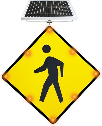 مصباح LED وامض لعبور المشاة يعمل بالطاقة الشمسية/شارع وامض/إبطاء المشاة/علامة تحذير/EGP/طبقة عاكسة من درجة المهندس، معدن ألومنيوم شديد التحمل (24 بوصة) in Saudi Arabia