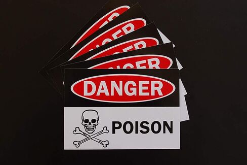 ملصقات الفينيل Danger Poison (5 عبوات) - مقاس 5 بوصات × 3.5 بوصات لكل منها (X5PS 86) in Kuwait