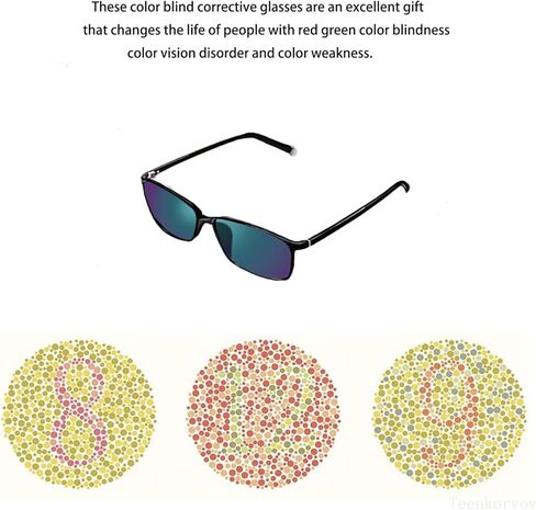 Teenkorov Double Coating Color Blind Glasses for Men and Women with Red-Green Blindness,Can Blue Light Blocking in Kuwait
