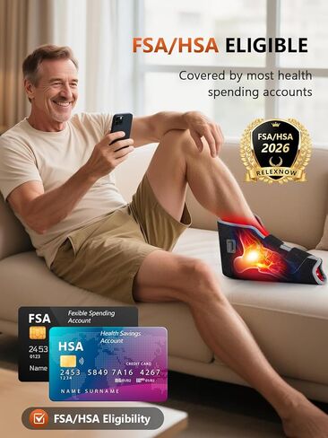 RELEXNOW Red Light Therapy for Foot Ankle FSA/HSA Eligible, 660nm & 850nm Wavelength Near Infrared Therapy Wrap for Feet with Timer for Joint Comfort(Black) in Kuwait