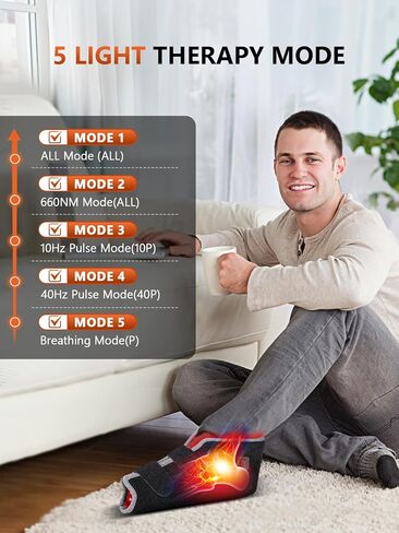 RELEXNOW Red Light Therapy for Foot Ankle FSA/HSA Eligible, 660nm & 850nm Wavelength Near Infrared Therapy Wrap for Feet with Timer for Joint Comfort(Black) in Kuwait