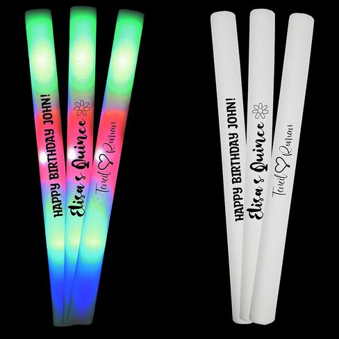 100 عصا إسفنجية LED مطبوعة بـ 3 ألوان مخصصة لحفلات الزفاف، والحفلات، وأعياد الميلاد، والضيوف، والحفلات، والدي جي، والحفلات الموسيقية، والمهرجانات، والعروض الترويجية للحفلات السائبة، 3 أوضاع إضاءة in Kuwait