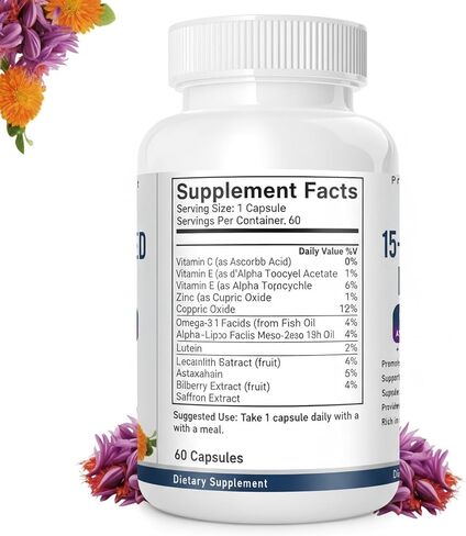 تركيبة نيوروبيلا للعين - تركيبة نيوروبيلا 15 في 1 المتقدمة للعين، مع جميع الكاروتينات الثلاثة واللوتين والزياكسانثين ومستخلص التوت والزعفران، 120 كبسولة in Kuwait