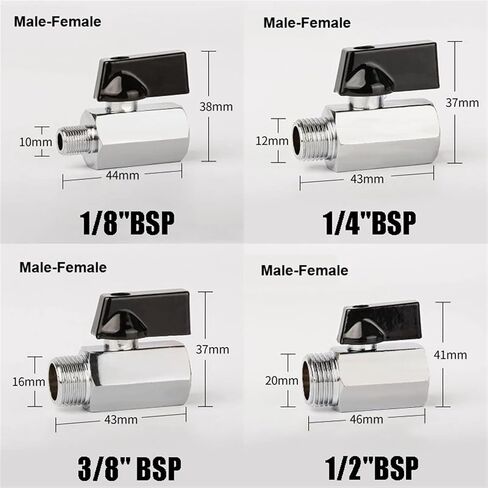Brass Ball Valve 1/8" 1/4" 3/8" 1/2" Standard Pipe Thread Threaded Male To Female Air Compressor Water Gas Oil Shut Off Valve(1/8",Male To Female) in Saudi Arabia