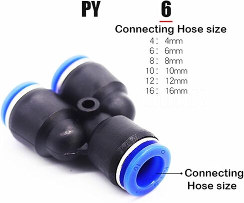 PY6 100Pcs 6mm Air Pneumatic Tube Y Quick Connector Touch Push In Fitting in Saudi Arabia