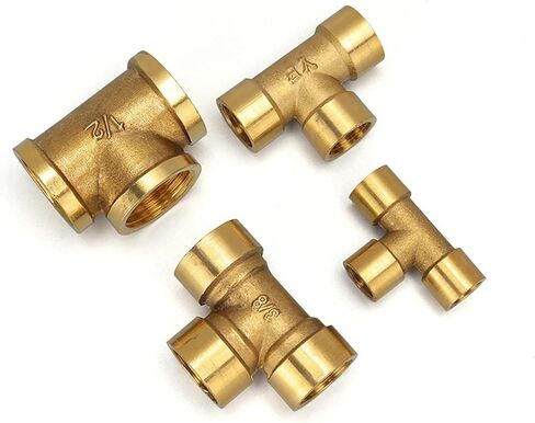 Tee Type Brass Pipe Fitting Adapter Coupler Connector For Water Fuel Gas 1/8" 1/4" 3/8" 1/2" 3/4" 1" Standard Pipe Thread Female Thread 3 Way(3/8") in Saudi Arabia