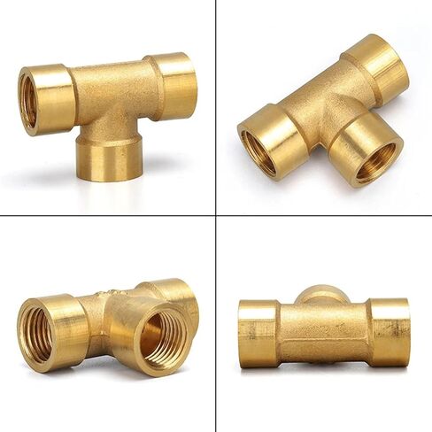 Tee Type Brass Pipe Fitting Adapter Coupler Connector For Water Fuel Gas 1/8" 1/4" 3/8" 1/2" 3/4" 1" Standard Pipe Thread Female Thread 3 Way(3/8") in Saudi Arabia