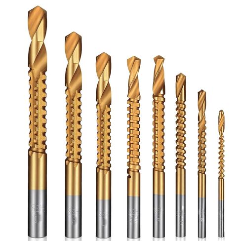 8 Pack Titanium Drill Bit Set, 3-10mm Serrated Side Cutting Drill Bit, Titanium Serrated Cutting Bits, Woodworking Tools, Hole Holesaw Tool for Plastic Metal Wood Hole in Saudi Arabia