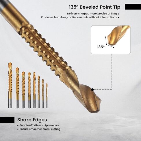 8 Pack Titanium Drill Bit Set, 3-10mm Serrated Side Cutting Drill Bit, Titanium Serrated Cutting Bits, Woodworking Tools, Hole Holesaw Tool for Plastic Metal Wood Hole in Saudi Arabia