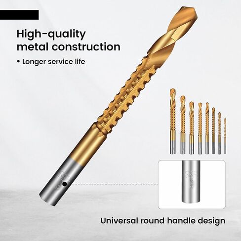 8 Pack Titanium Drill Bit Set, 3-10mm Serrated Side Cutting Drill Bit, Titanium Serrated Cutting Bits, Woodworking Tools, Hole Holesaw Tool for Plastic Metal Wood Hole in Saudi Arabia