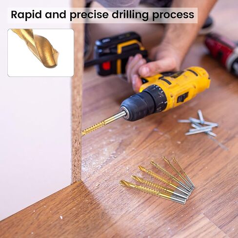 8 Pack Titanium Drill Bit Set, 3-10mm Serrated Side Cutting Drill Bit, Titanium Serrated Cutting Bits, Woodworking Tools, Hole Holesaw Tool for Plastic Metal Wood Hole in Saudi Arabia