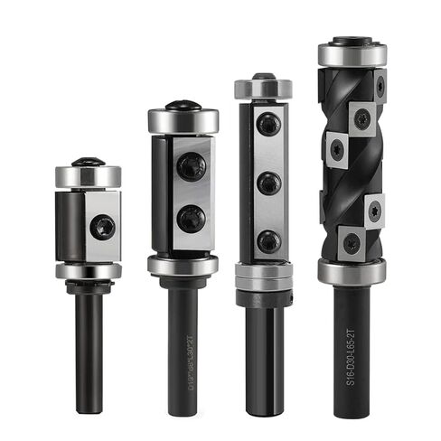 1Pcs Flush Trim Router Bit 8mm 12mm 12.7mm Shank Top and Bottom Double Bearings Trimmer Cutter Blades(12.7xD30xL65mm) in Kuwait