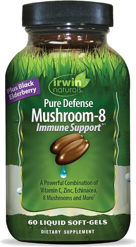 Irwin Naturals Pure Defense Mushroom-8 دعم المناعة - 60 كبسولة هلامية سائلة - تركيبة فطر كاملة الطيف in Saudi Arabia