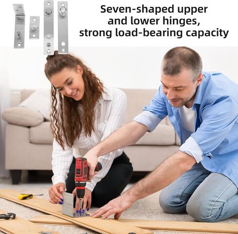 Holibanna الثقيلة الفولاذ المقاوم للصدأ 7 على شكل مفصلات الأبواب المحورية مجموعة مفصلات محورية مخفية مخفية للأبواب والخزائن إصلاح الأجهزة الصناعية القوية وتركيبها in Kuwait