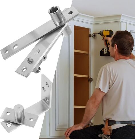 Holibanna الثقيلة الفولاذ المقاوم للصدأ 7 على شكل مفصلات الأبواب المحورية مجموعة مفصلات محورية مخفية مخفية للأبواب والخزائن إصلاح الأجهزة الصناعية القوية وتركيبها in Kuwait