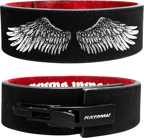 حزام رفع الأثقال من الجلد الفاخر من كاتامو - رافعة فولاذية آمنة، دعم رفع الأثقال للرفع الميت والقرفصاء والمصاعد الثقيلة in Kuwait