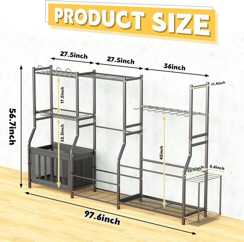 Ultrawall Sports Equipment Organizer, Heavy Duty Garage Golf Bag Stand, Ball Storage Rack with Basket, Garage Organization for Sports Gear and Toy Storage, Indoor/Outdoor Use in Saudi Arabia