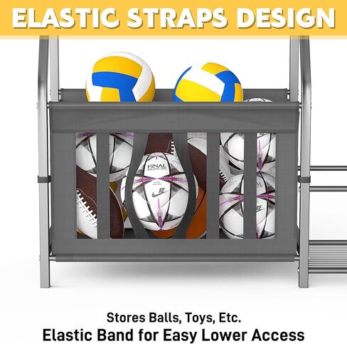 Ultrawall Sports Equipment Organizer, Heavy Duty Garage Golf Bag Stand, Ball Storage Rack with Basket, Garage Organization for Sports Gear and Toy Storage, Indoor/Outdoor Use in Saudi Arabia