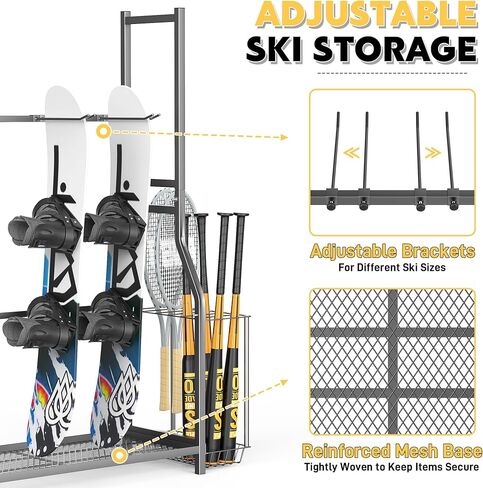 Ultrawall Sports Equipment Organizer, Heavy Duty Garage Golf Bag Stand, Ball Storage Rack with Basket, Garage Organization for Sports Gear and Toy Storage, Indoor/Outdoor Use in Saudi Arabia