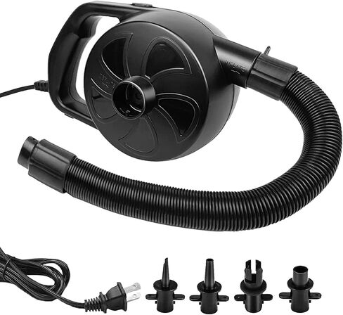 BOMPOW Electric Pump for Inflatables with 4 Nozzles Air Mattress Pump Inflator/Deflator, Queen/King Size Pool Air Pump, Pool Toys, Boat, Raft Pumps 300W in Kuwait