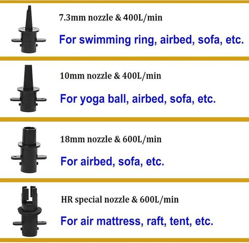 BOMPOW Electric Pump for Inflatables with 4 Nozzles Air Mattress Pump Inflator/Deflator, Queen/King Size Pool Air Pump, Pool Toys, Boat, Raft Pumps 300W in Kuwait