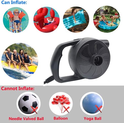 BOMPOW Electric Pump for Inflatables with 4 Nozzles Air Mattress Pump Inflator/Deflator, Queen/King Size Pool Air Pump, Pool Toys, Boat, Raft Pumps 300W in Kuwait