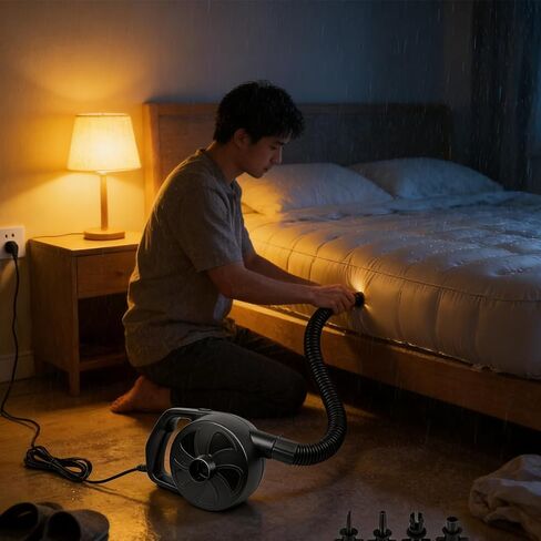 BOMPOW Electric Pump for Inflatables with 4 Nozzles Air Mattress Pump Inflator/Deflator, Queen/King Size Pool Air Pump, Pool Toys, Boat, Raft Pumps 300W in Kuwait