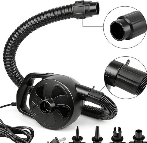 BOMPOW Electric Pump for Inflatables with 4 Nozzles Air Mattress Pump Inflator/Deflator, Queen/King Size Pool Air Pump, Pool Toys, Boat, Raft Pumps 300W in Kuwait