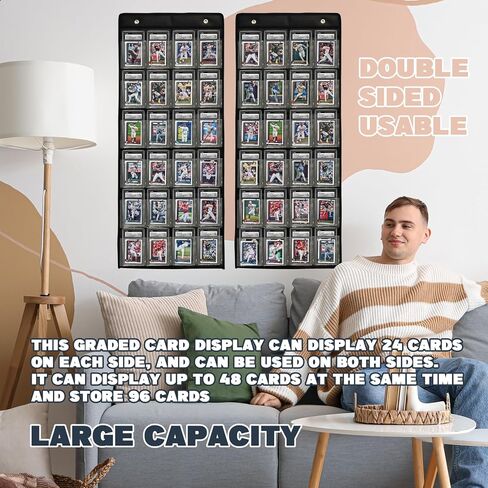 2 Pack PSA Cards Display Case, 48 Pockets PSA/BGS/CGC Grading Cards Storage Bag for Sports Card, Baseball Card, Football and Basketball Trading Card Wall Display Bag in Kuwait
